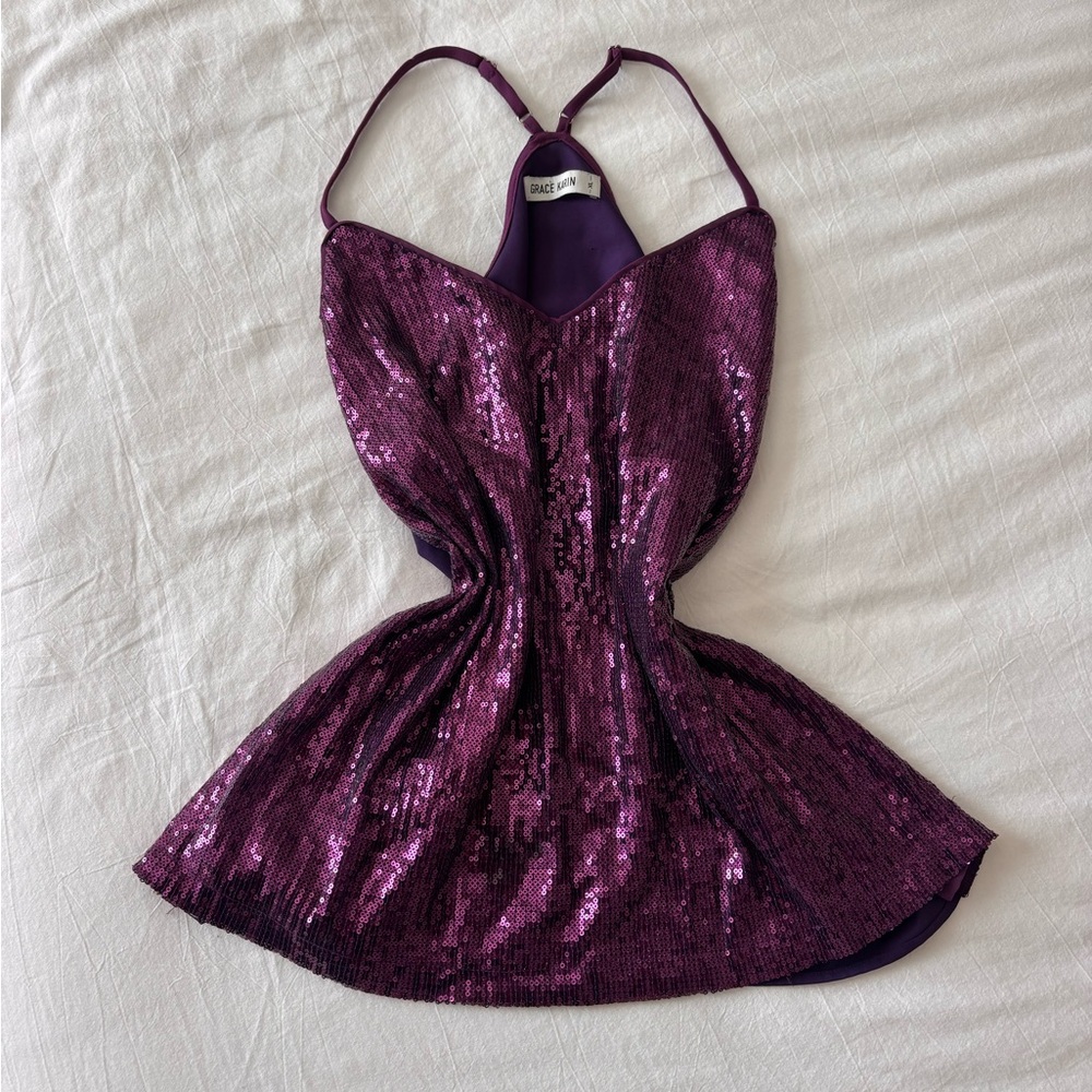 Purple Sequin Strappy Top